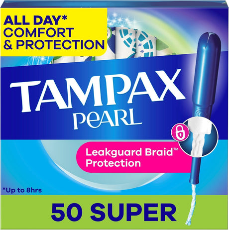 Tampax Pearl Tampons Super Absorbency, Unscented, 50 Count