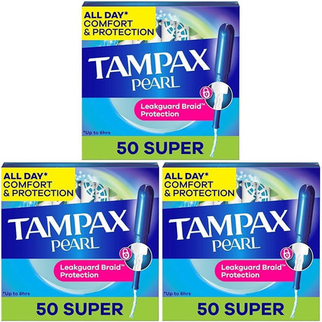 Tampax Pearl Tampons Super Absorbency, Unscented, 50 Count