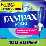 Tampax Pearl Tampons Super Absorbency, Unscented, 50 Count