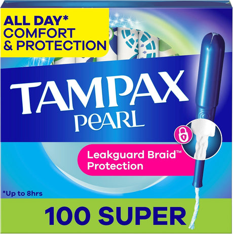 Tampax Pearl Tampons Super Absorbency, Unscented, 50 Count