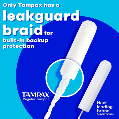 Tampax Pearl Tampons with Leakguard Braid, Light Absorbency, Unscented, 100 Count