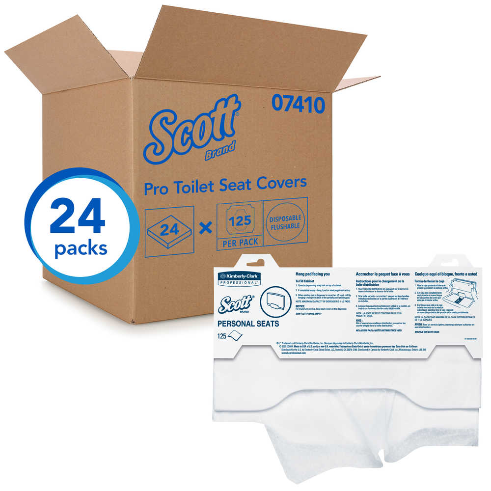 Scott Personal Seats, Sanitary Toilet Seat Covers, White, Tissue, 15 x 18" - 07410 - LL Medico