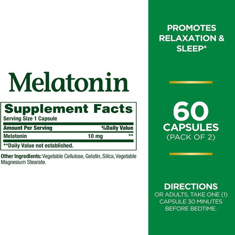 Nature's Bounty Melatonin 10 mg Capsules, Sleep Aid