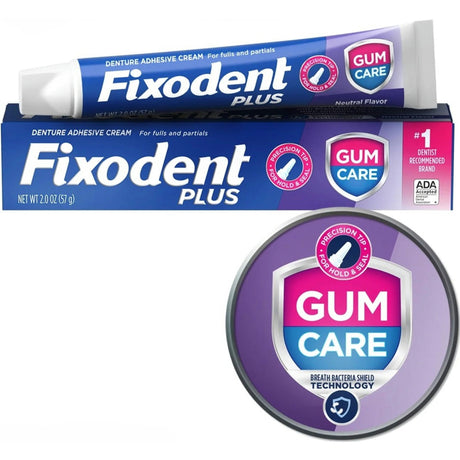 Fixodent Plus Gum Care Denture Adhesive Cream, 2 oz