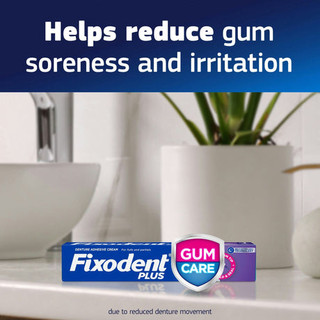 Fixodent Plus Gum Care Denture Adhesive Cream, 2 oz