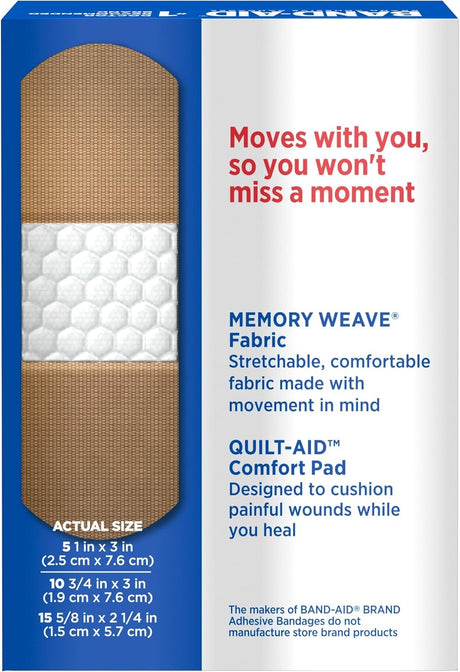 Band-Aid Flexible Fabric Tan Adhesive Strip, Assorted Sizes