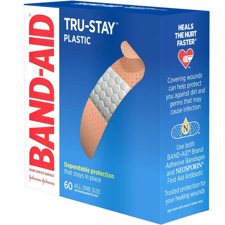Band-Aid Tru-Stay Plastic Adhesive Bandages, 3/4 x 3 Inch