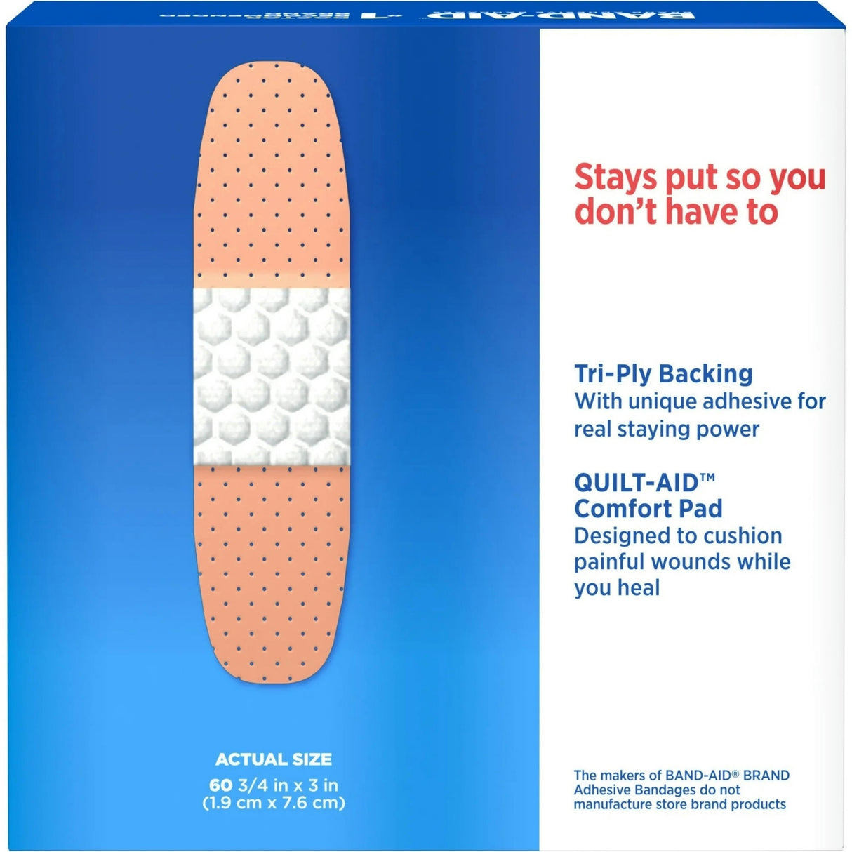 Band-Aid Tru-Stay Plastic Adhesive Bandages, 3/4 x 3 Inch