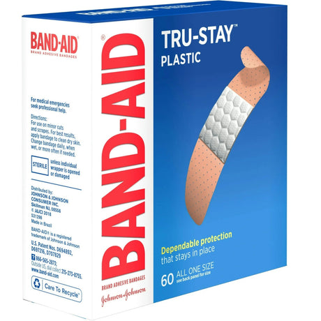 Band-Aid Tru-Stay Plastic Adhesive Bandages, 3/4 x 3 Inch