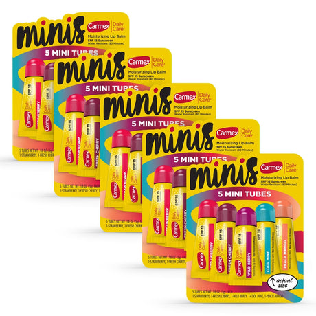 Carmex Minis Moisturizing Lip Balm SPF 15 Tubes, Assorted Flavors, 0.18 oz Each