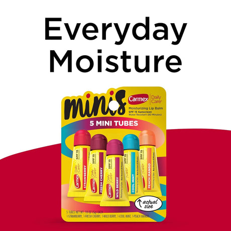 Carmex Minis Moisturizing Lip Balm SPF 15 Tubes, Assorted Flavors, 0.18 oz Each