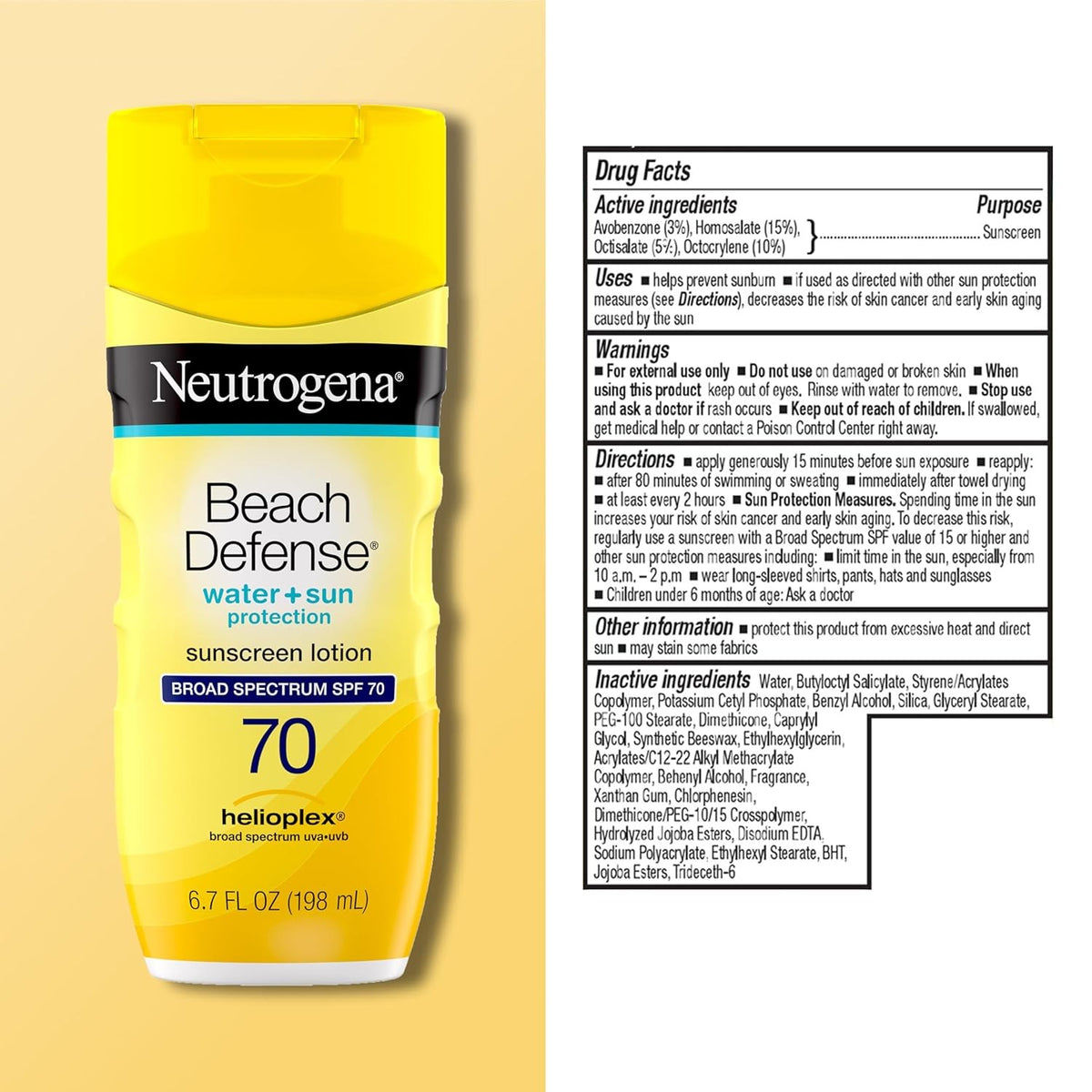Neutrogena Beach Defense Sunscreen Lotion SPF 70, 6.7 oz