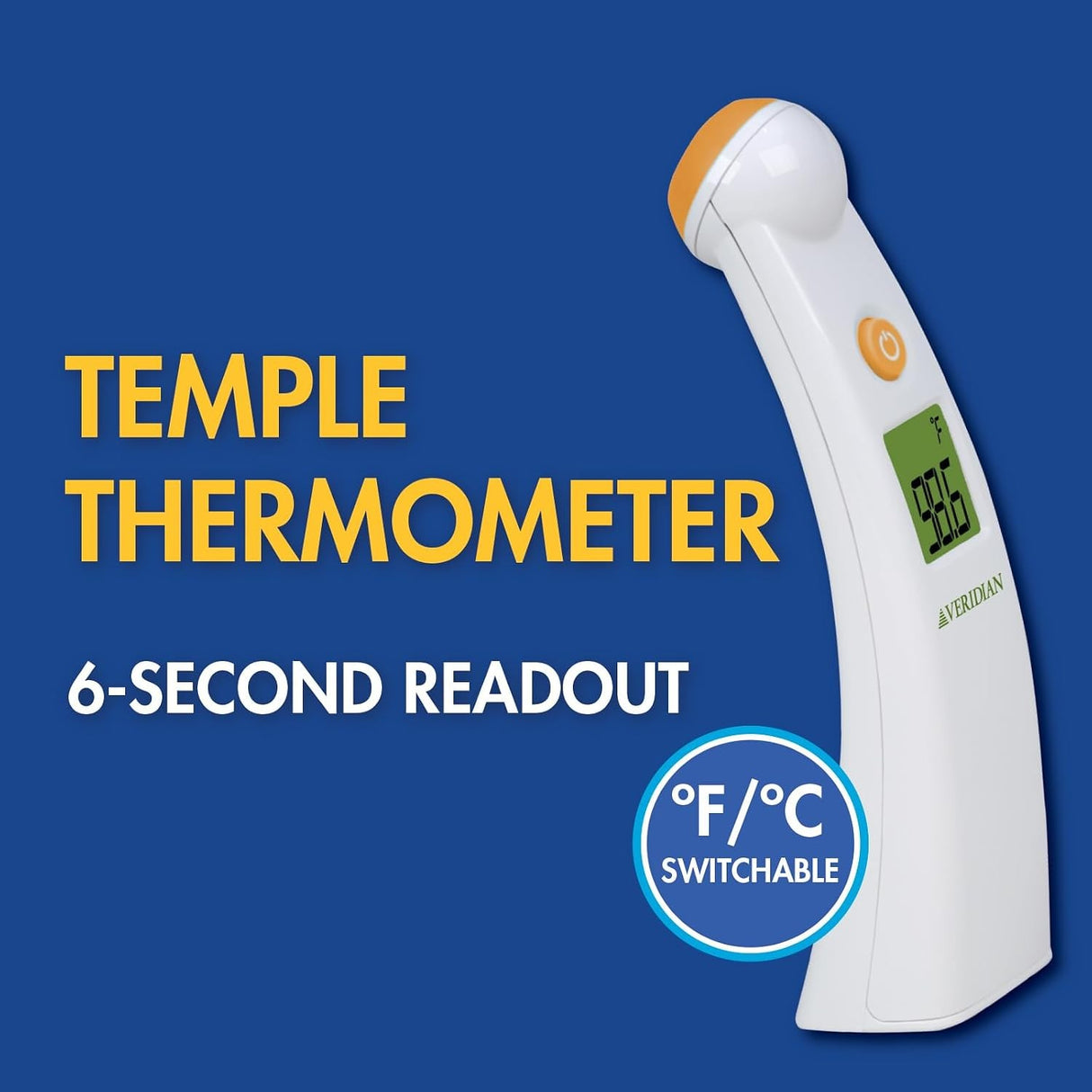 Veridian Temporal Contact Thermometer, LCD Display