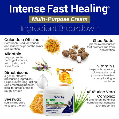 TriDerma MD Intense Fast Healing Multi-Purpose Cream, Unscented, 4 oz Jar