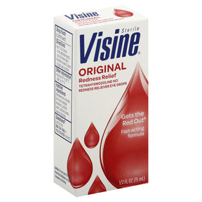 Visine Irritated Eye Relief Eye Drops, Tetrahydrozoline HCl 0.05%, 0.5 oz - 524938000 - LL Medico