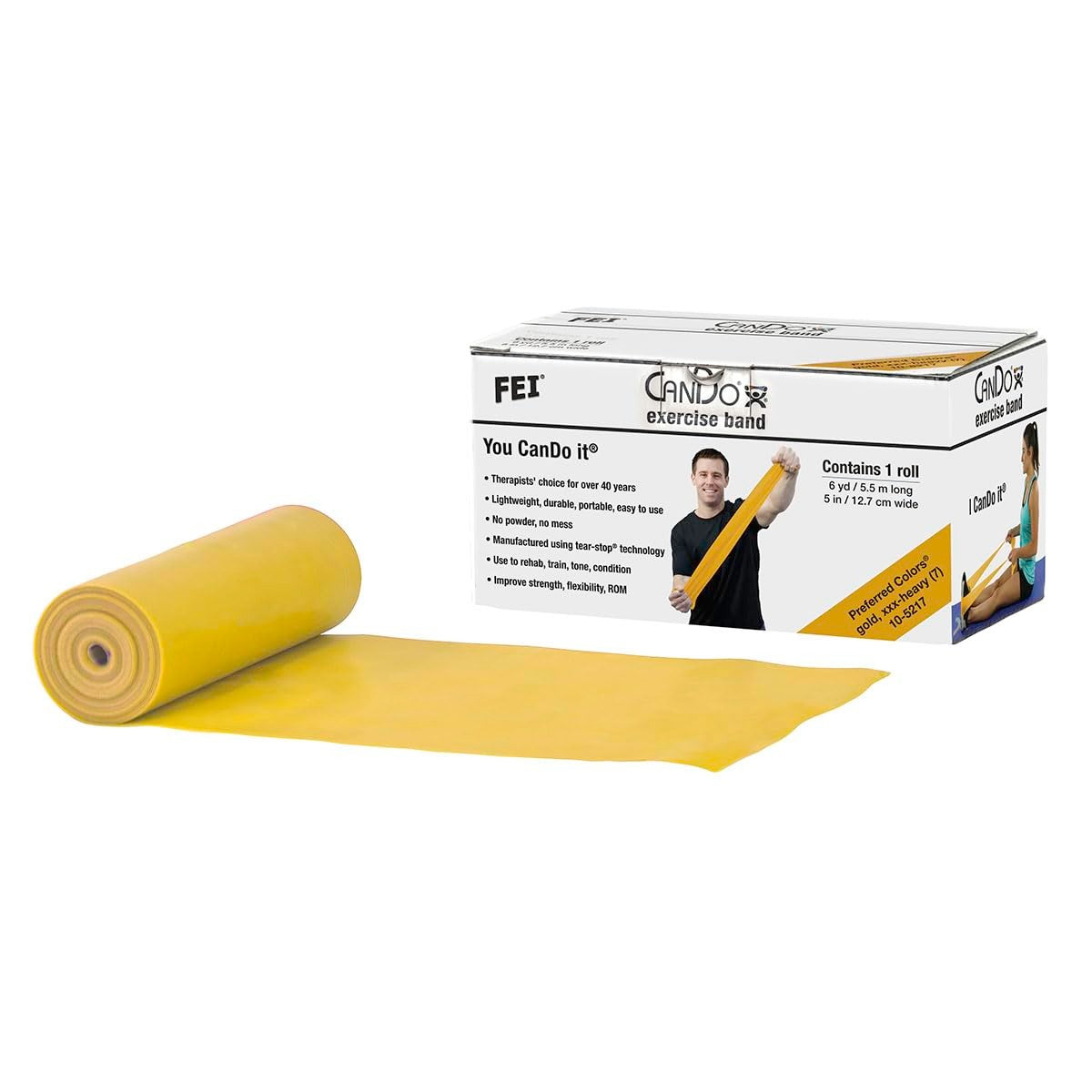 CanDo Low-Powder Exercise Resistance Band, Red, Light, 6 Yard