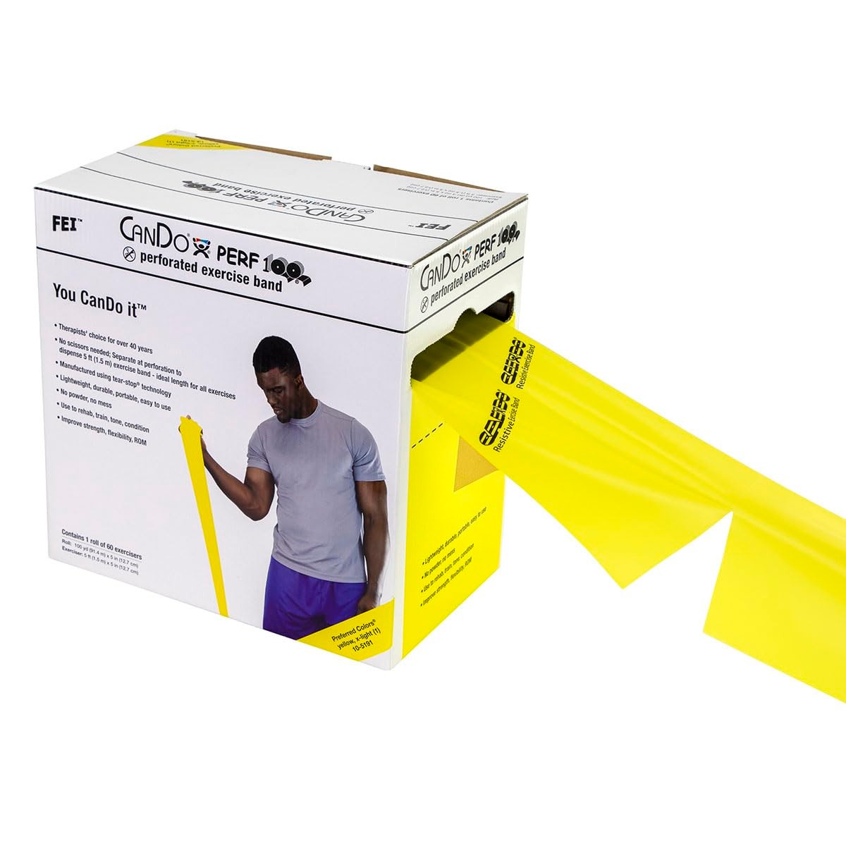 CanDo Low-Powder Exercise Resistance Band, Red, Light, 6 Yard