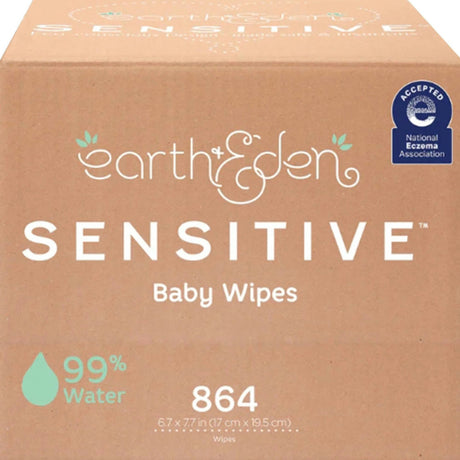 Earth & Eden Sensitive Baby Wipes, Unscented, 6.7" x 7.7", Case of 864