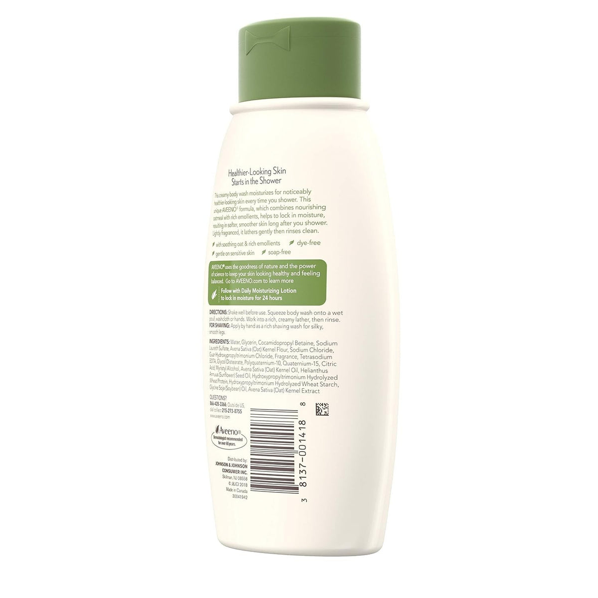 Aveeno Daily Moisturizing Body Wash, Lightly Scented, 33 fl oz, Case of 12