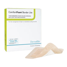 Dermarite ComfortFoam Border Lite Thin Foam Dressing, Square, Waterproof, Silicone Adhesive, Bordered, Sterile — 2" x 2"