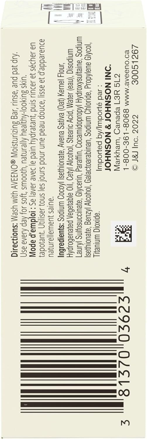 Aveeno Moisturizing Bar with Nourishing Oat, Fragrance Free, 3.5 oz