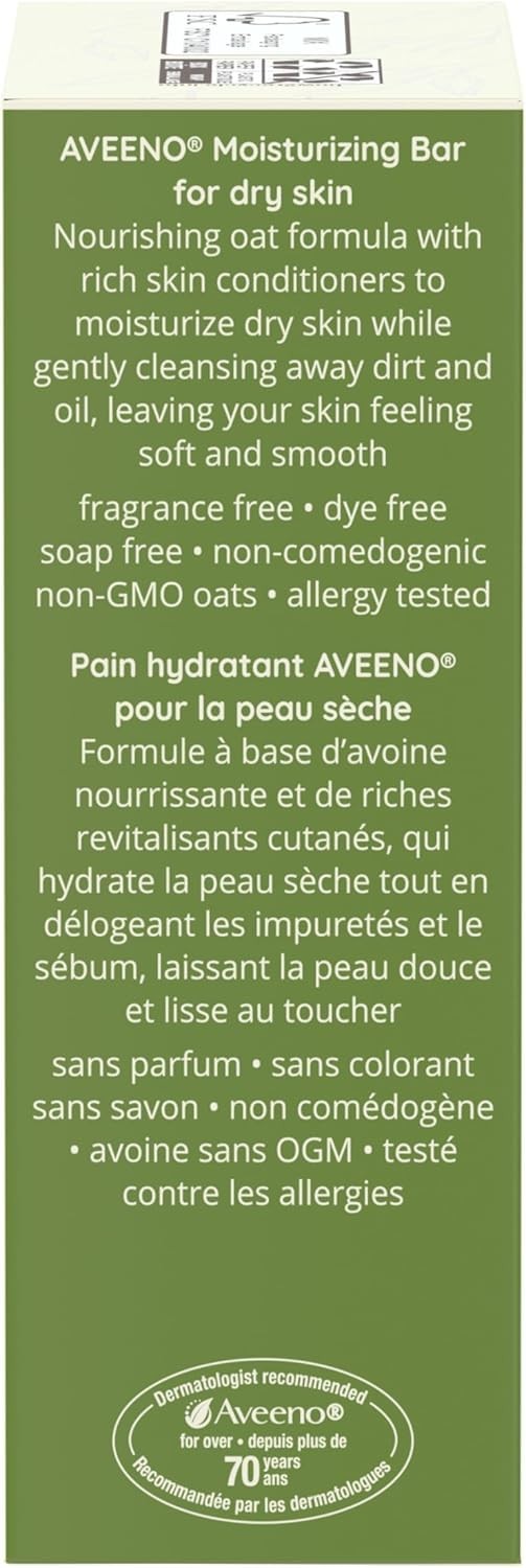 Aveeno Moisturizing Bar with Nourishing Oat, Fragrance Free, 3.5 oz