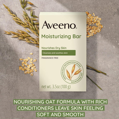 Aveeno Moisturizing Bar with Nourishing Oat, Fragrance Free, 3.5 oz