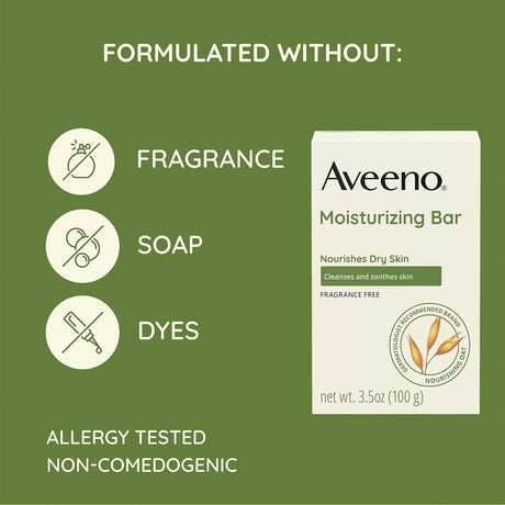 Aveeno Moisturizing Bar with Nourishing Oat, Fragrance Free, 3.5 oz
