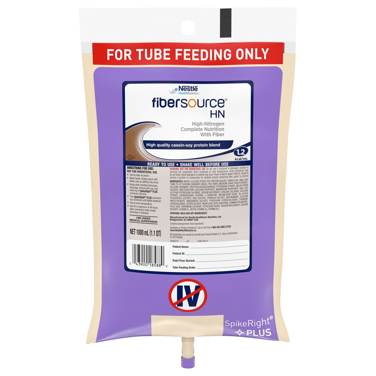 Fibersource HN Tube Feeding Formula, Unflavored, 1000 mL