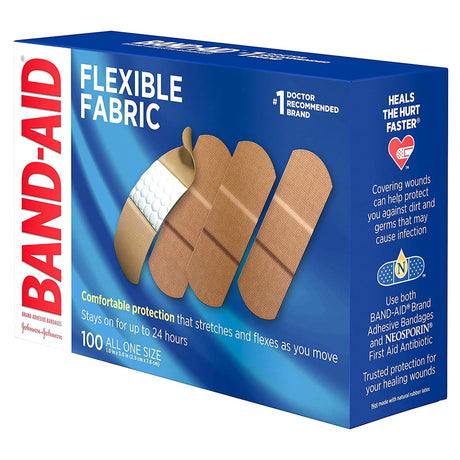 Band-Aid Flexible Fabric Tan Adhesive Strip, 1 x 3 Inch