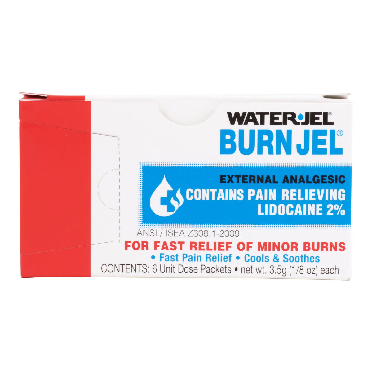 Water Jel Burn Jel, Burn Relief Topical Gel, Lidocaine, 3.5 Gram Individual Packet - 100U-6.00.000 - LL Medico