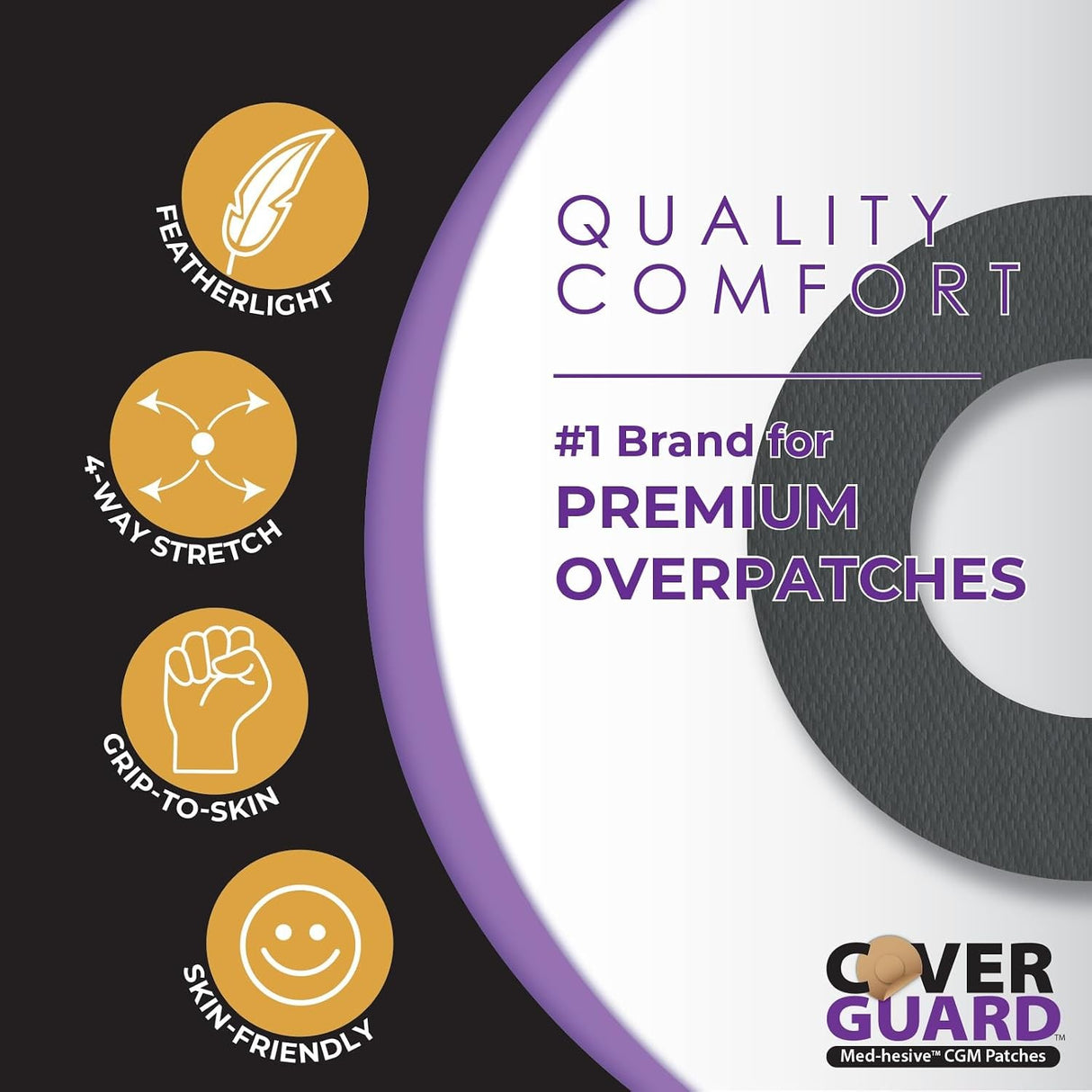 CoverGuard Overpatches for Dexcom G7, Black
