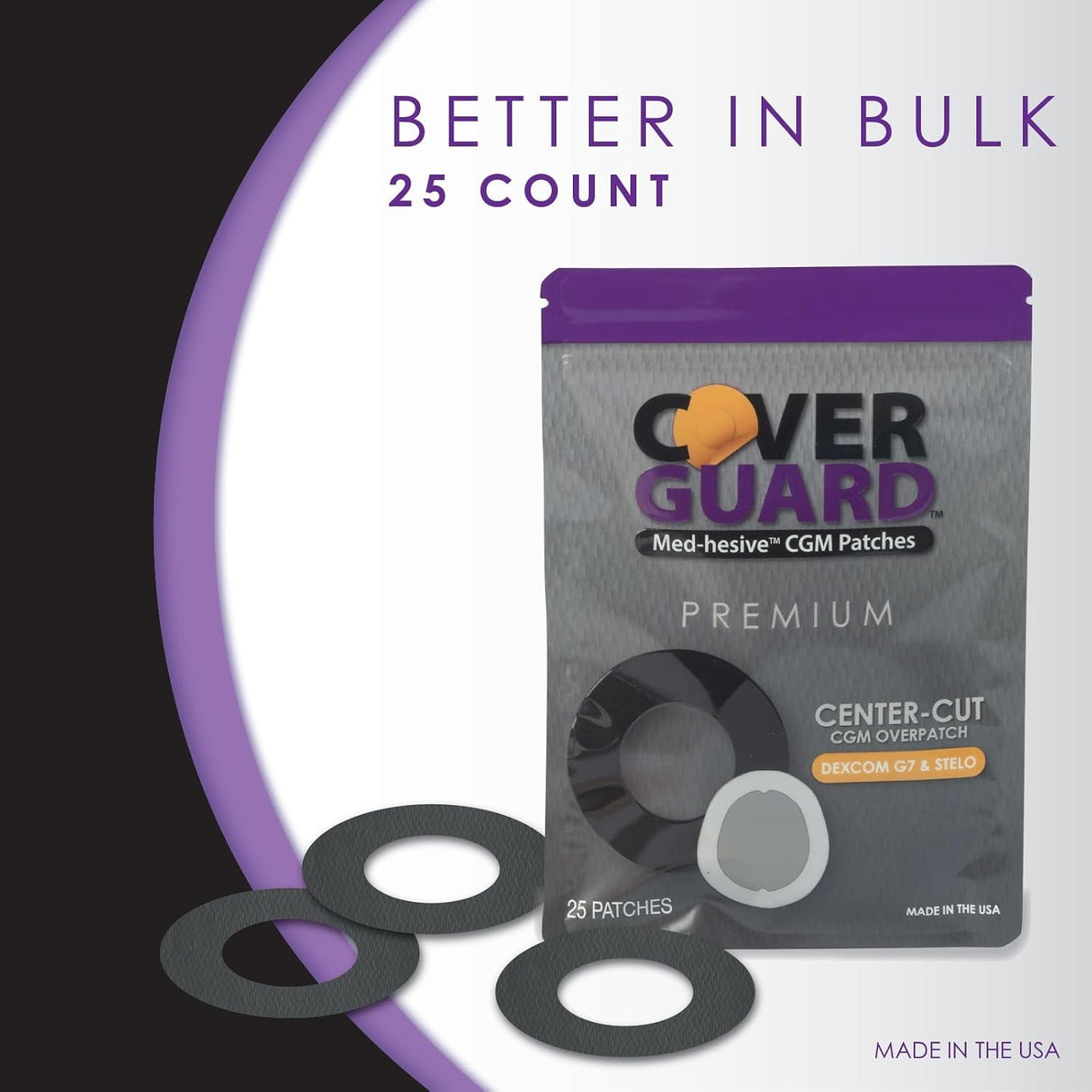 CoverGuard Overpatches for Dexcom G7, Black