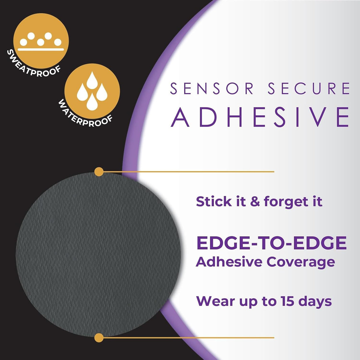 CoverGuard Sensor Overpatch for Dexcom G7 and Stelo, Black, 25 Count