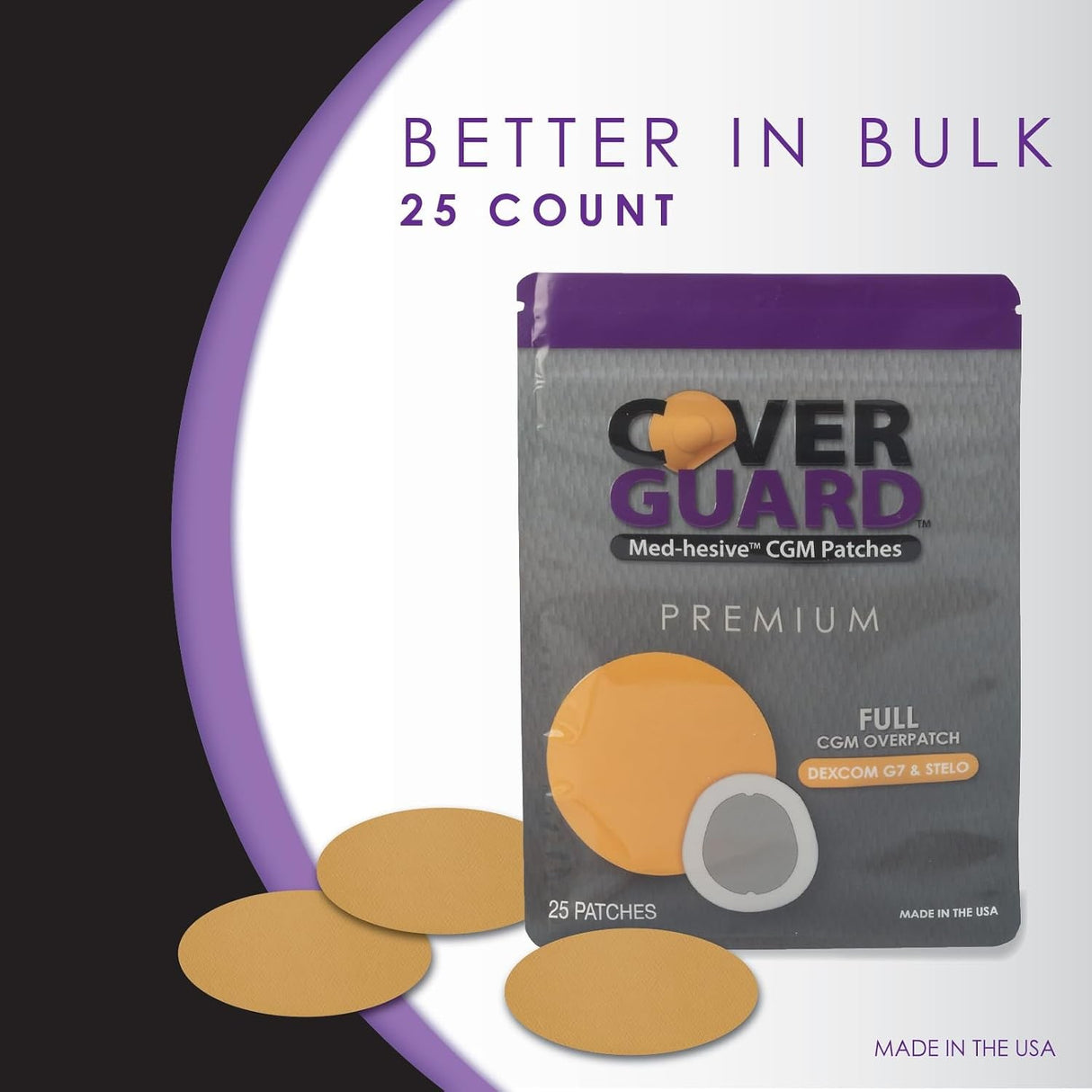 CoverGuard Overpatches for Dexcom G7, Tan, 25 Count