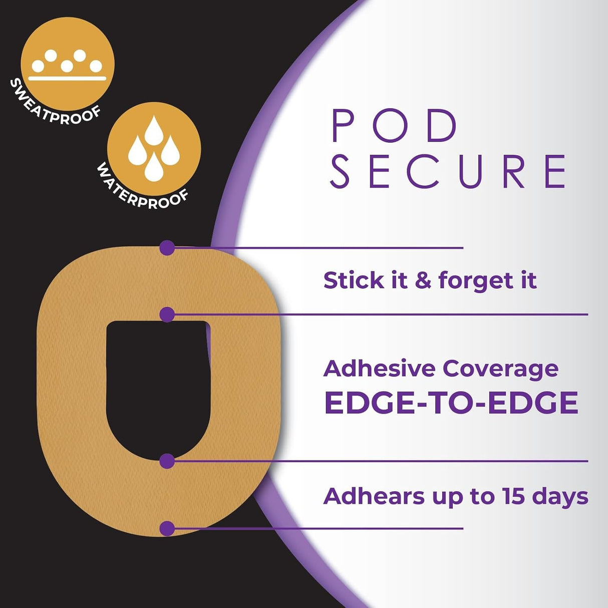 CoverGuard CGM Overpatch for Omnipod 5 Insulin Pod, Tan