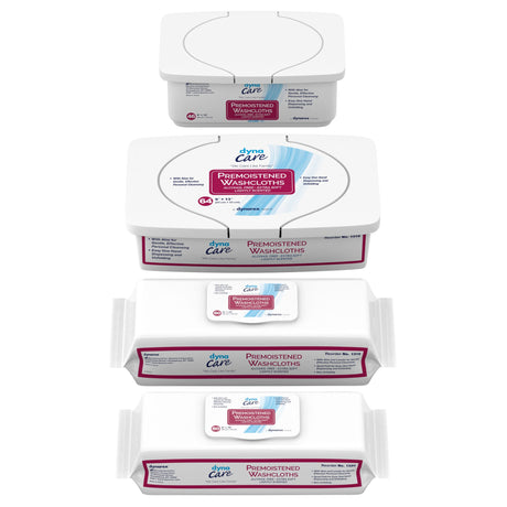 Dynarex DynaCare Premoistened Washcloths, Lightly Scented, 9" x 13", 64 Count - 1319 - LL Medico