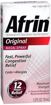 Afrin Original Sinus Relief Nasal Spray, Oxymetazoline HCl 0.05% - 15 mL - LL Medico