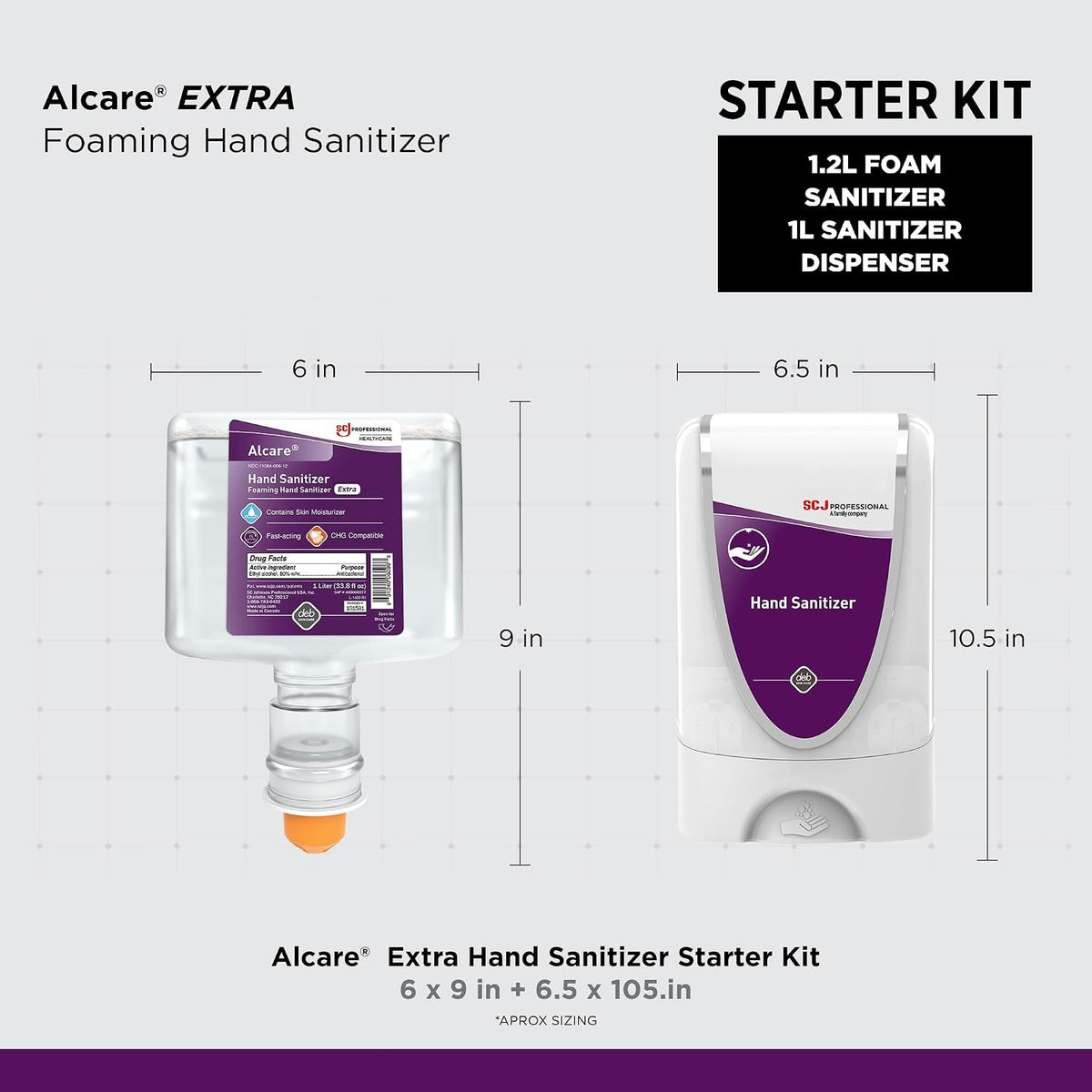 Alcare Extra Foaming Hand Sanitizer, Unscented, 1 Liter, Case of 3