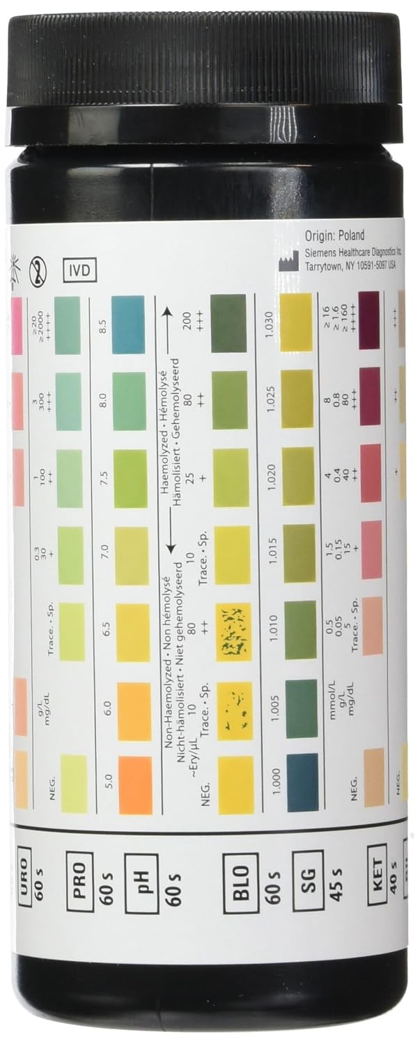 Siemens Multistix Reagent Test Strips for Urinalysis, 10 Sg, 100 Count