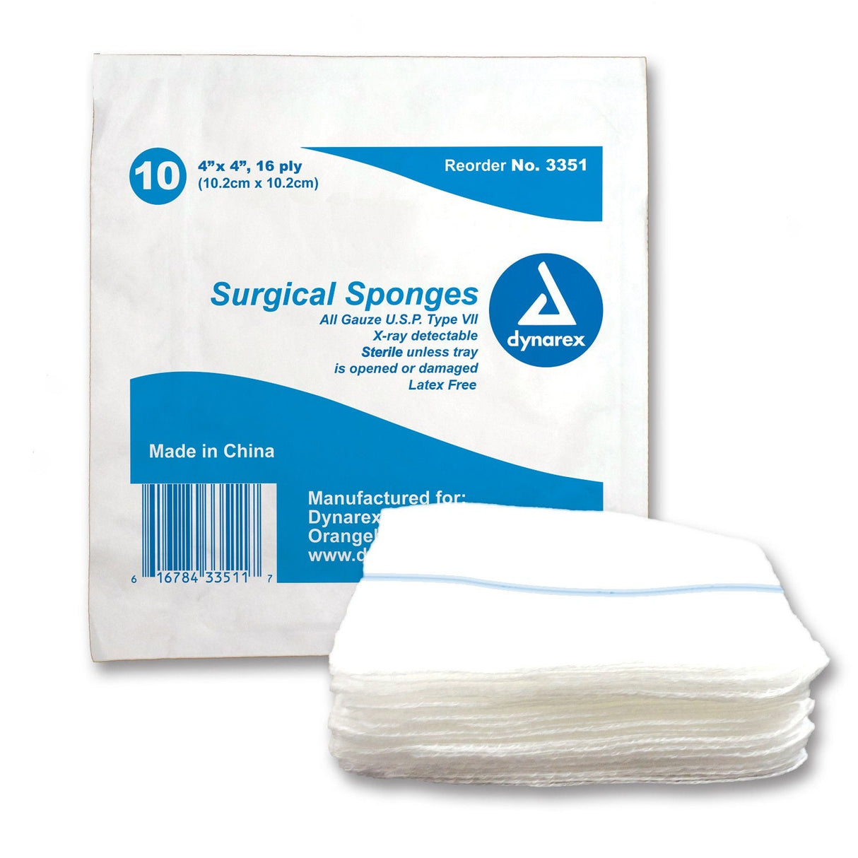 McKesson Sterile X-ray Detectable Gauze Sponge, 4 x 4 Inch, 16-Ply