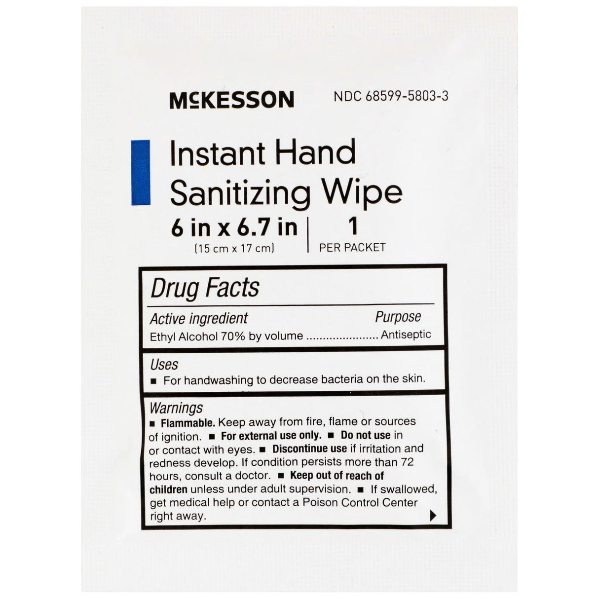 McKesson Instant Hand Sanitizing Wipes, 6" x 6.7" - 16-3500 - LL Medico