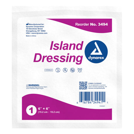 Dynarex Island Dressing, Square Sterile — 6" x 6"