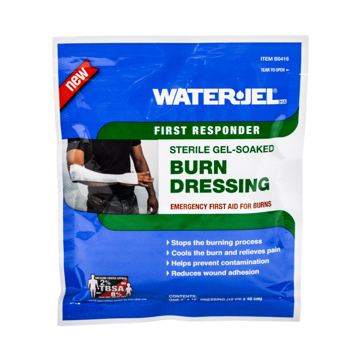 Water-Jel First Responder Hydrogel Burn Dressing Sheet, Sterile — 4" x 16"