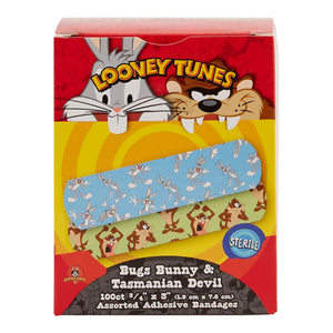 Dukal Looney Tunes Stat Strip Bugs Bunny & Tasmanian Devil Adhesive Bandages, Sterile, ¾ x 3" - 1073737 - LL Medico