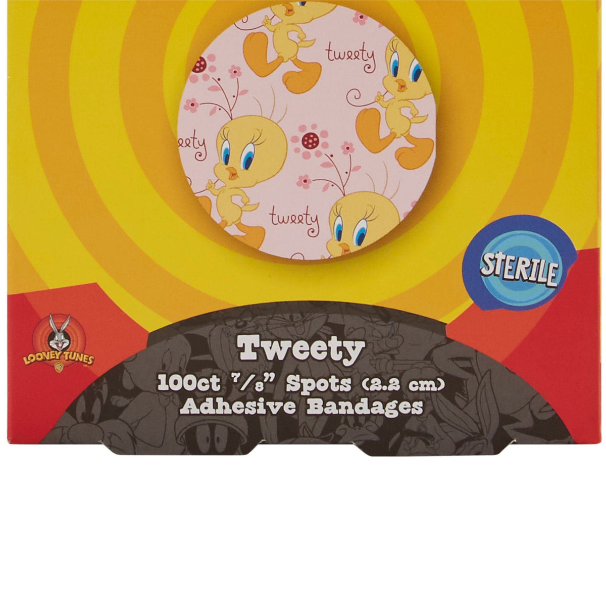 Dukal Looney Tunes Tweety Adhesive Bandages, Sterile, 7/8-Inch Round - 1074737 - LL Medico