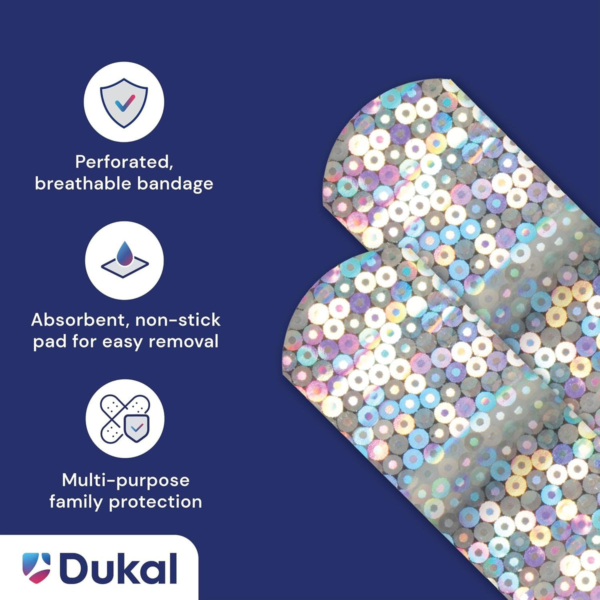 Dukal Glitter & Stars Stat Strip Adhesive Bandages, Sterile, Assorted Sizes - 1075413 - LL Medico