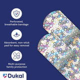 Dukal Glitter & Stars Stat Strip Adhesive Bandages, Sterile, Assorted Sizes - 1075413 - LL Medico
