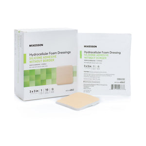 McKesson Foam Dressing, Without Border, Silicone Gel Adhesive, Square, Sterile — 3" x 3"