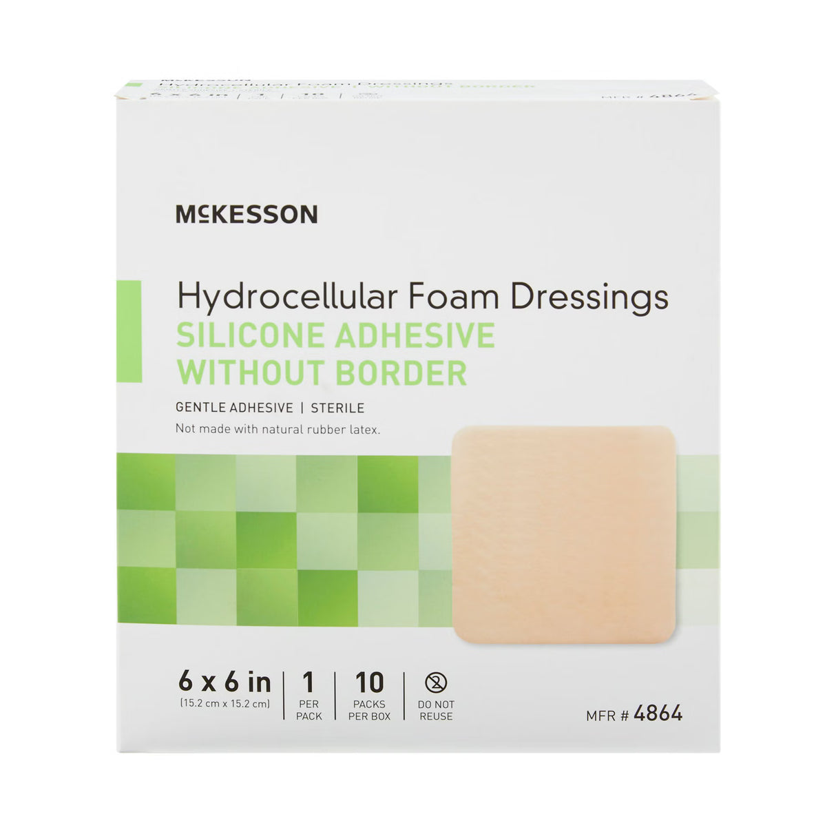 McKesson Foam Dressing, Without Border, Silicone Gel Adhesive, Square, Sterile — 6" x 6"